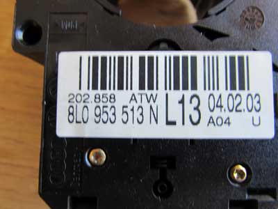 Audi TT MK1 8N Steering Column Blinker Wiper Controls Switches 8L0953513N5